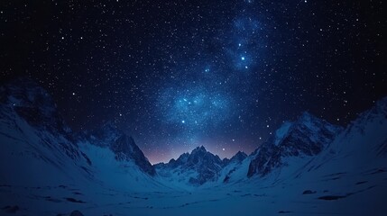 Starry night sky over mountains