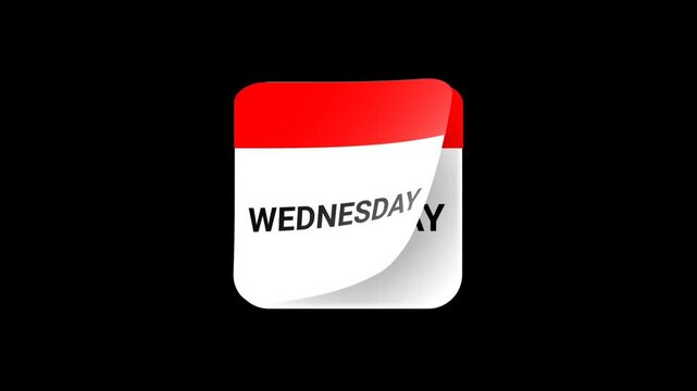 Flip calendar animation 7 Days of a week - from Monday to Sunday, seamless loop - 3D 4k animation isolated