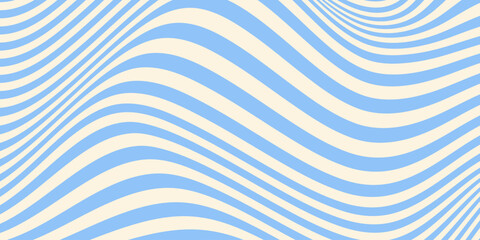 Abstract horizontal background with colorful waves. Trendy vector illustration in style retro 60s, 70s. Pastel colors