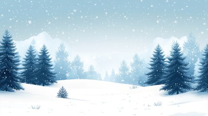 Fototapeta premium Winter landscape with snow and fir trees as vintage christmas wallpaper