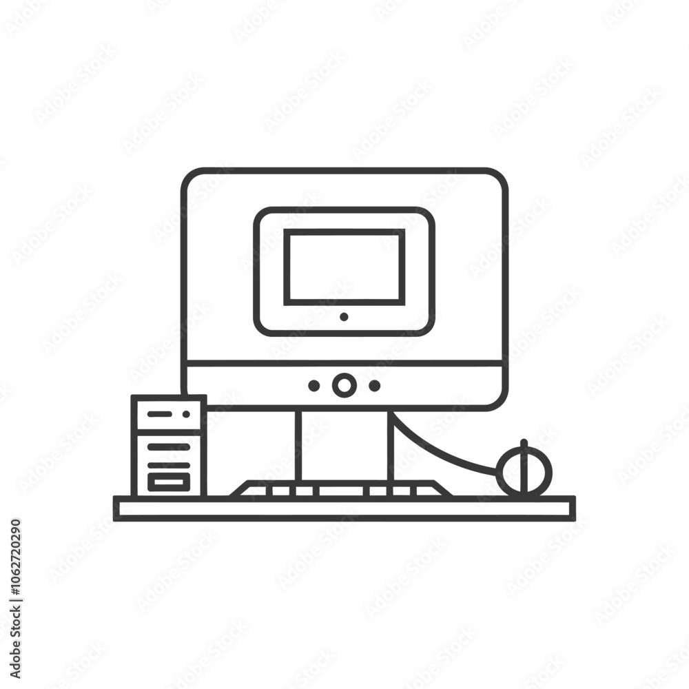 Poster line drawing of a desktop computer