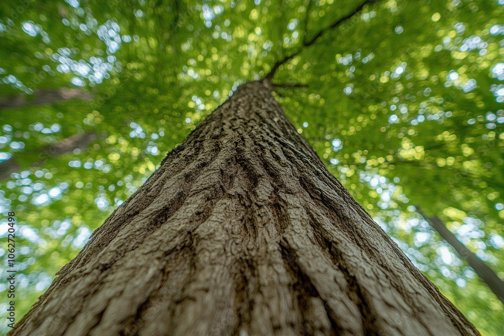 Poster a low angle view of a tree trunk in a forest