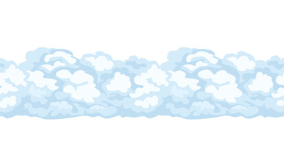 Blue clouds seamless pattern. Abstract nature horizontal background. Vector cartoon flat illustration.