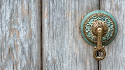 Vintage Door Knob on Weathered Wooden Surface