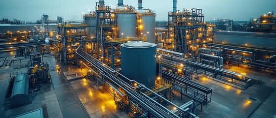 Contemporary Power Facility with Cooling Towers, Sleek Steel Architecture, Industrial Design, No Human Presence