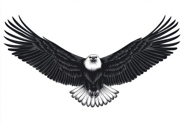 Obraz premium The eagle emblem is black on white on a white background