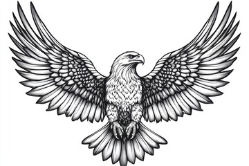 Obraz premium The eagle emblem is black on white on a white background