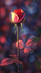 a single red rose bud