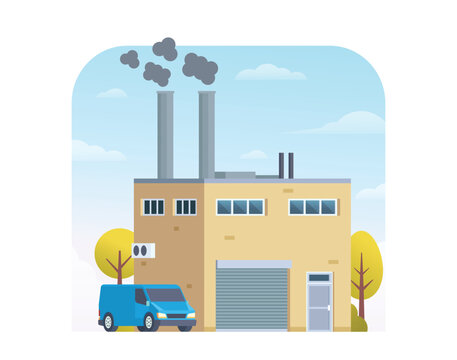 recommend clip art: Factory building vector illustration, element for city, infographic and industry illustration	