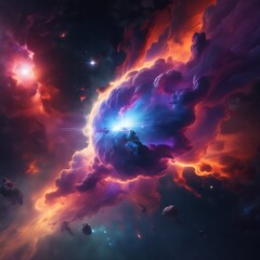  The image depicts a vivid sunset with radiant clouds and a bright orange and yellow hue.