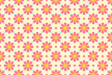 Pink Flowers Batik Seamless Pattern