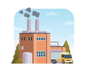 Factory building vector illustration, element for city, infographic and industry illustration	