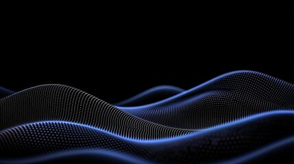 Wave-like black pattern flowing across a smooth, dark background, creating an organic sense of balance and calm in a minimalist style