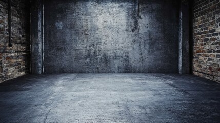 Dark Urban Interior with Textured Walls and Floor