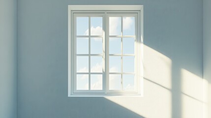 Obraz premium Bright Window with Clouds and Light in Minimalist Room