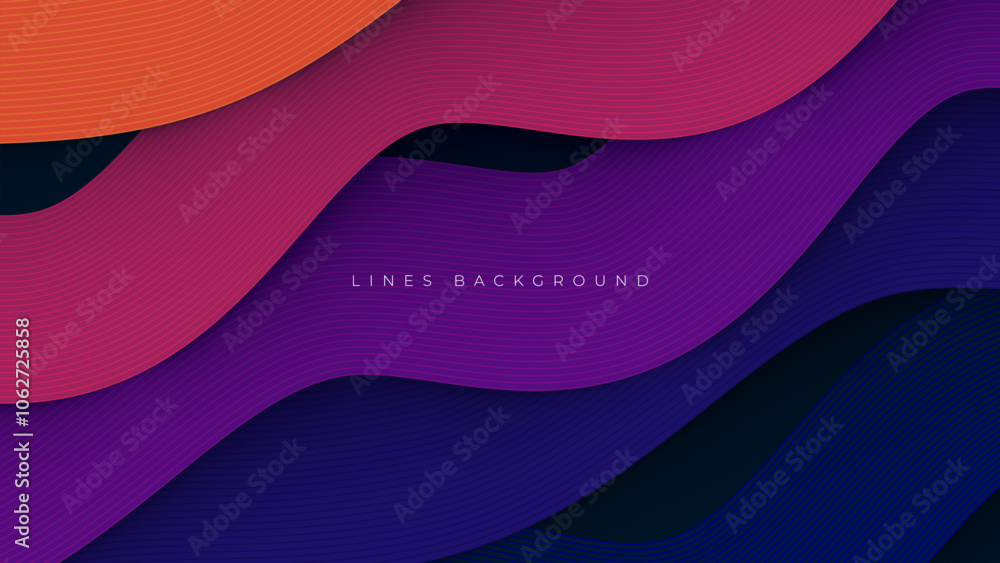Poster Abstract wavy lines background, gradient lines shape decorative design vector