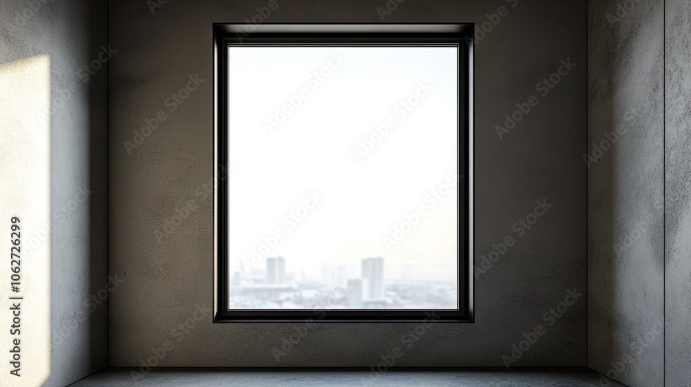 Poster Modern Empty Room with Large Window View