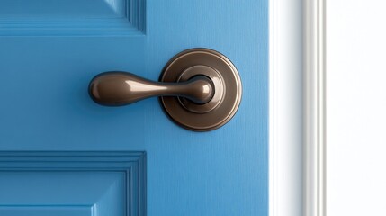 Obraz premium Elegant Door Handle on Blue Wooden Door