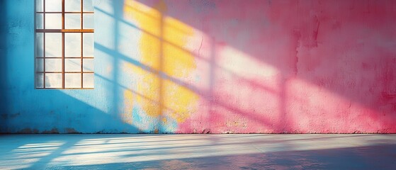 Pastel wall with gentle shadows, ideal for advertisements, inviting ambiance, soft hues create a serene backdrop, versatile for various designs