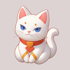 white maneki cat icon cartoon illustration