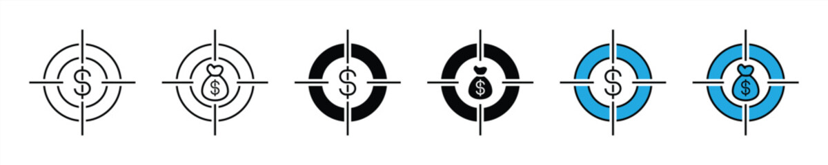 target icon set. target money, income icon. vector illustration
