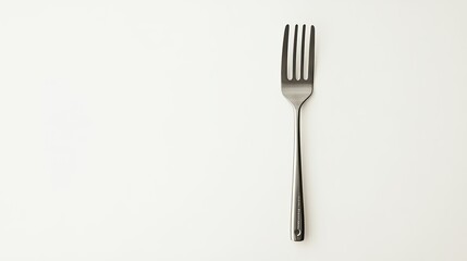 Simple Silver Fork on White Background