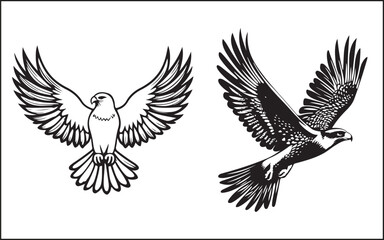 Obraz premium Premium Vector, Flying Eagle Black Color Logo