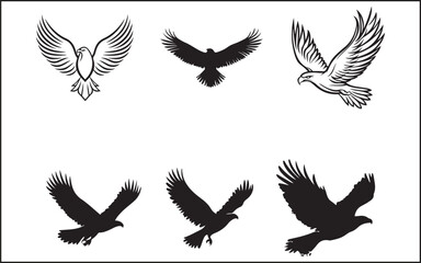 Obraz premium Premium Vector, Flying Eagle Black Color Logo