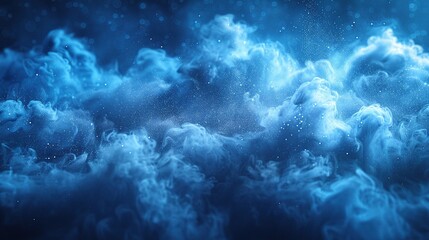 Obraz premium A mesmerizing display of swirling blue clouds and mist, evoking a sense of tranquility.