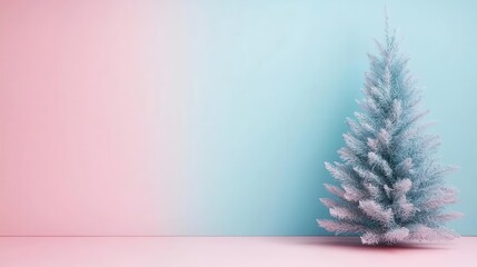 Christmas tree decorated with feathers and pastel tones, soft and unique decor, airy holiday atmosphere