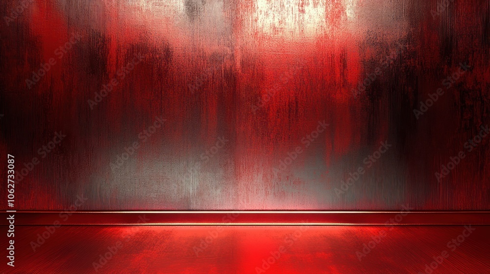 Canvas Prints a dark, red grunge textured wall with a thin light source above, and red floor with a subtle light r