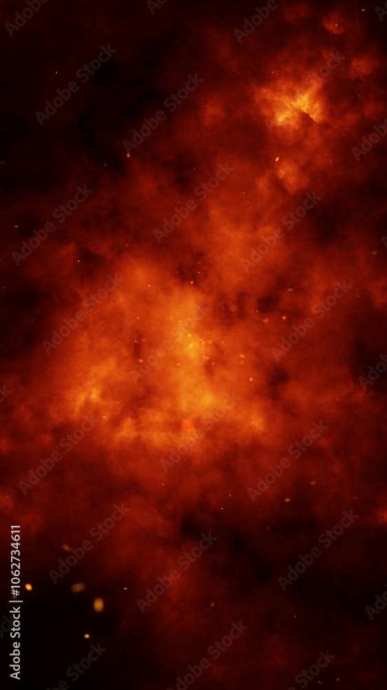 Canvas Prints dark orange red fire flames with sparks vertical loop background.