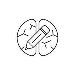 Outline The brain and pencil icon symbolizes critical thinking about sketching.