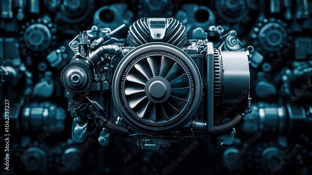 Poster create an engaging professional mockup of a water-powered engine at hq for innovative design project