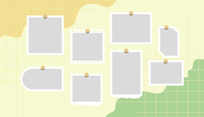 Pictures or photos frame collage, page grid layout abstract photo frames and digital photo wall template