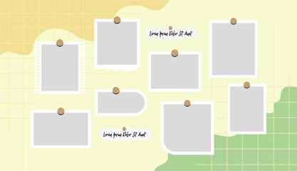 Pictures or photos frame collage, page grid layout abstract photo frames and digital photo wall template