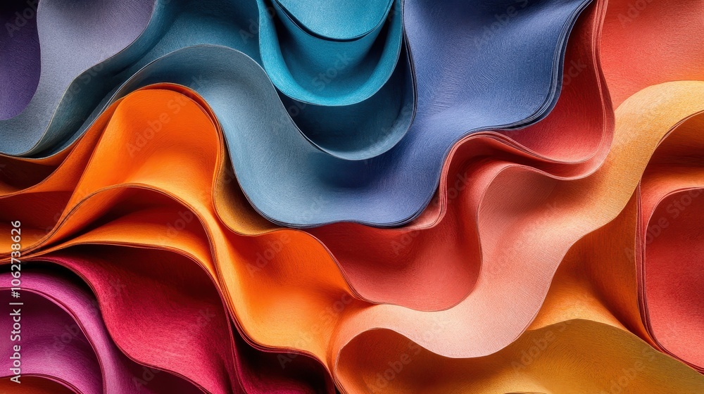 Poster abstract colorful paper shapes in close-up view