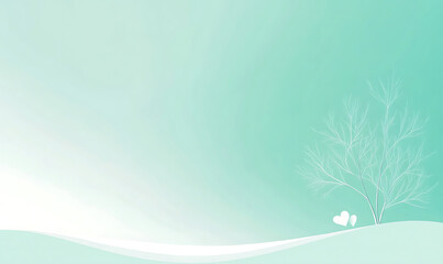 simple green background with tree-generative ai