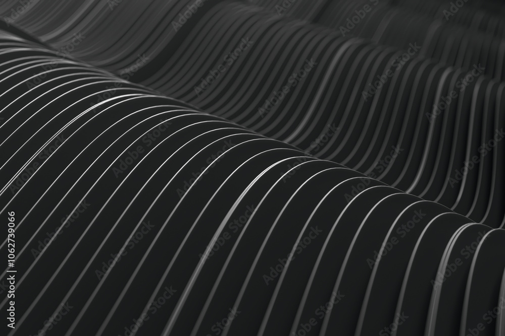 Leinwandbilder abstract wave lines on dark background. 3d rendering