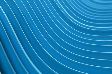 Blue abstract wave pattern on a clean background. 3D Rendering