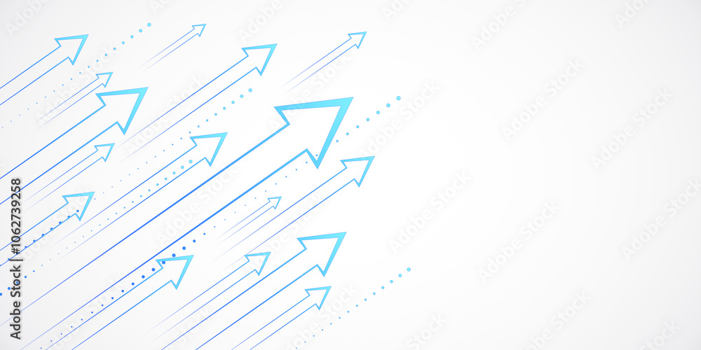 Aufkleber dynamic blue arrows moving upward in a minimalist design. 3d rendering