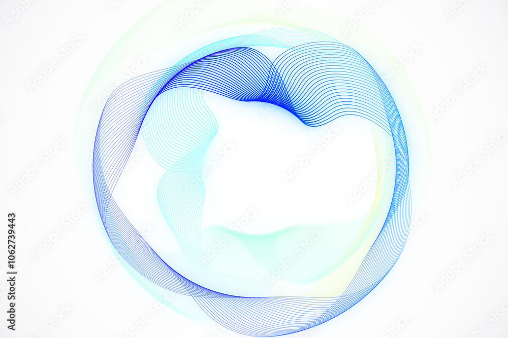 Poster abstract blue wave lines design on white background. 3d rendering