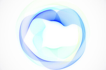 Abstract blue wave lines design on white background. 3D Rendering