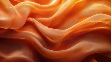 Obraz premium Elegant orange-brown fabric with soft waves and texture, perfect for backgrounds or textile designs.