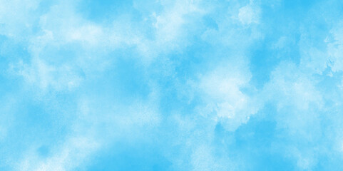 soft and cloudy fresh watercolor painting textured design on white paper, Grunge aquarelle painted sky blue watercolor textured, natural clear clouds in the blue sky background.