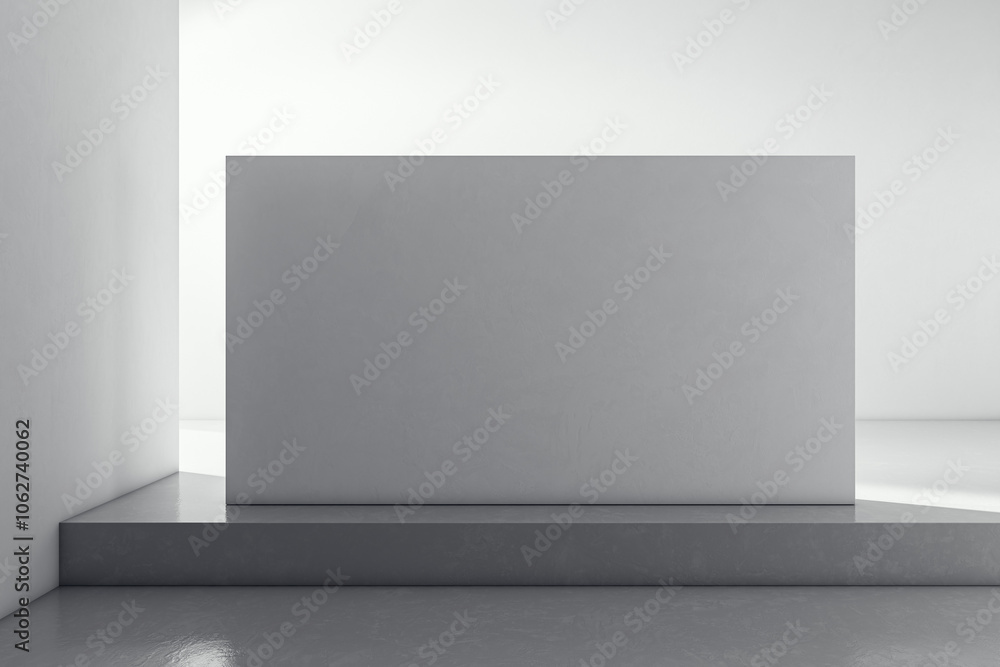 Aufkleber minimalist modern interior with empty exhibit space. 3d rendering
