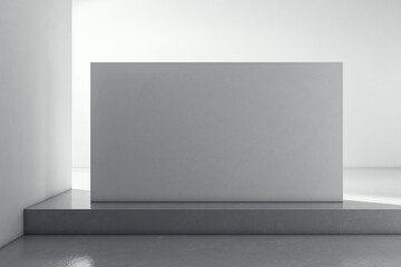 Minimalist Modern Interior with Empty Exhibit Space. 3D Rendering