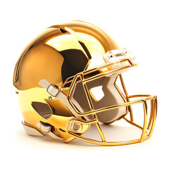 Gold Football helmet isolated on a white background 