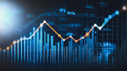 charts and graphs with statistics to innovation analyze business potential and forecast future development of companies growth.