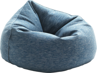 Blue bean bag chair on a transparent background